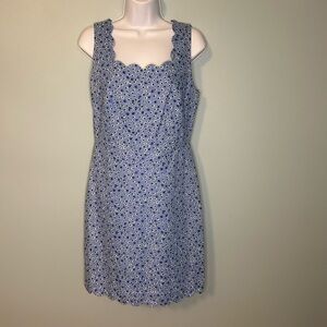 J Crew Factory Mini Dress, 100% Cotton Blue Feminine Floral Print, Size 6